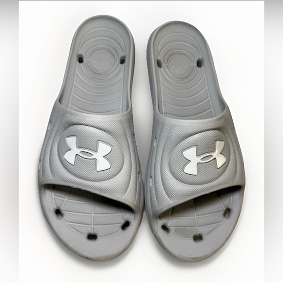 Under Armour Mens Gray Slides Size 9 Sandals - Picture 1 of 10